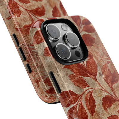 Terracotta Botanical Fresco · Tough Phone Case for iPhone · Red