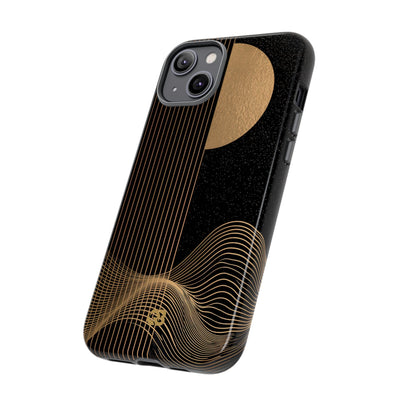 Gold Tough Phone Case for iPhone - Gilded Obsidian Dunes