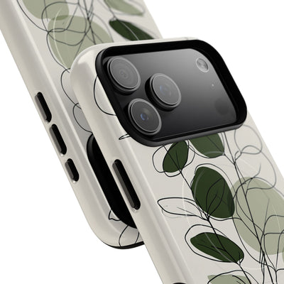 Green Tough 2.0 Magsafe Phone Case for iPhone - Muted Eucalyptus Sketch