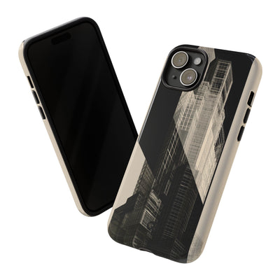 Beige Tough Phone Case for iPhone - Monolith Urban Grid