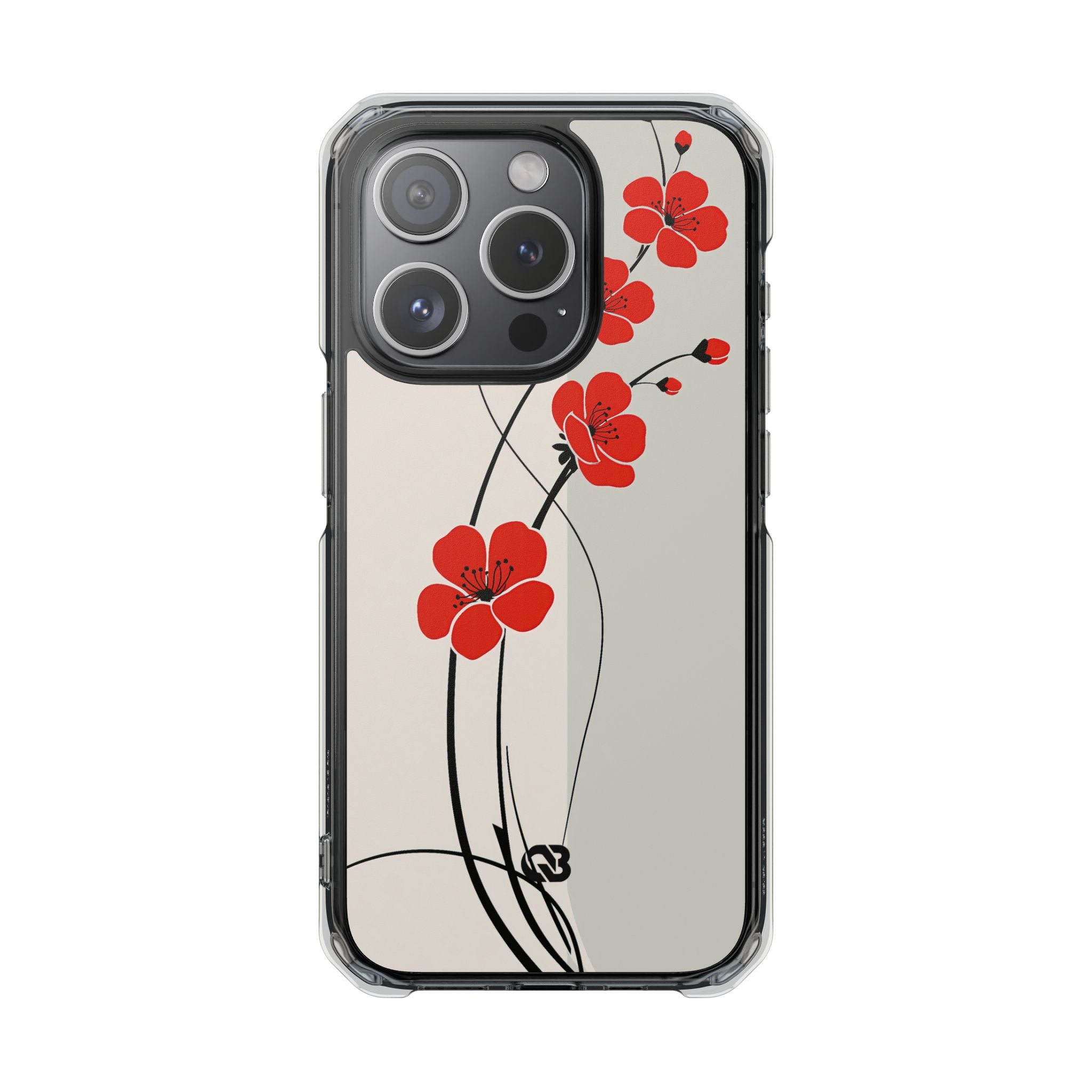 Beige Impact MagSafe Phone Case for iPhone - Scarlet Ink Petals
