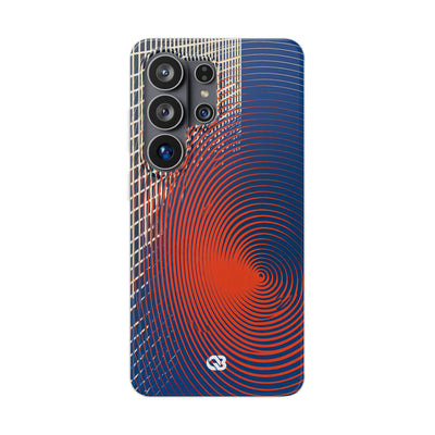 Blue Lite Phone Case for Samsung - Orange Orbit Grid