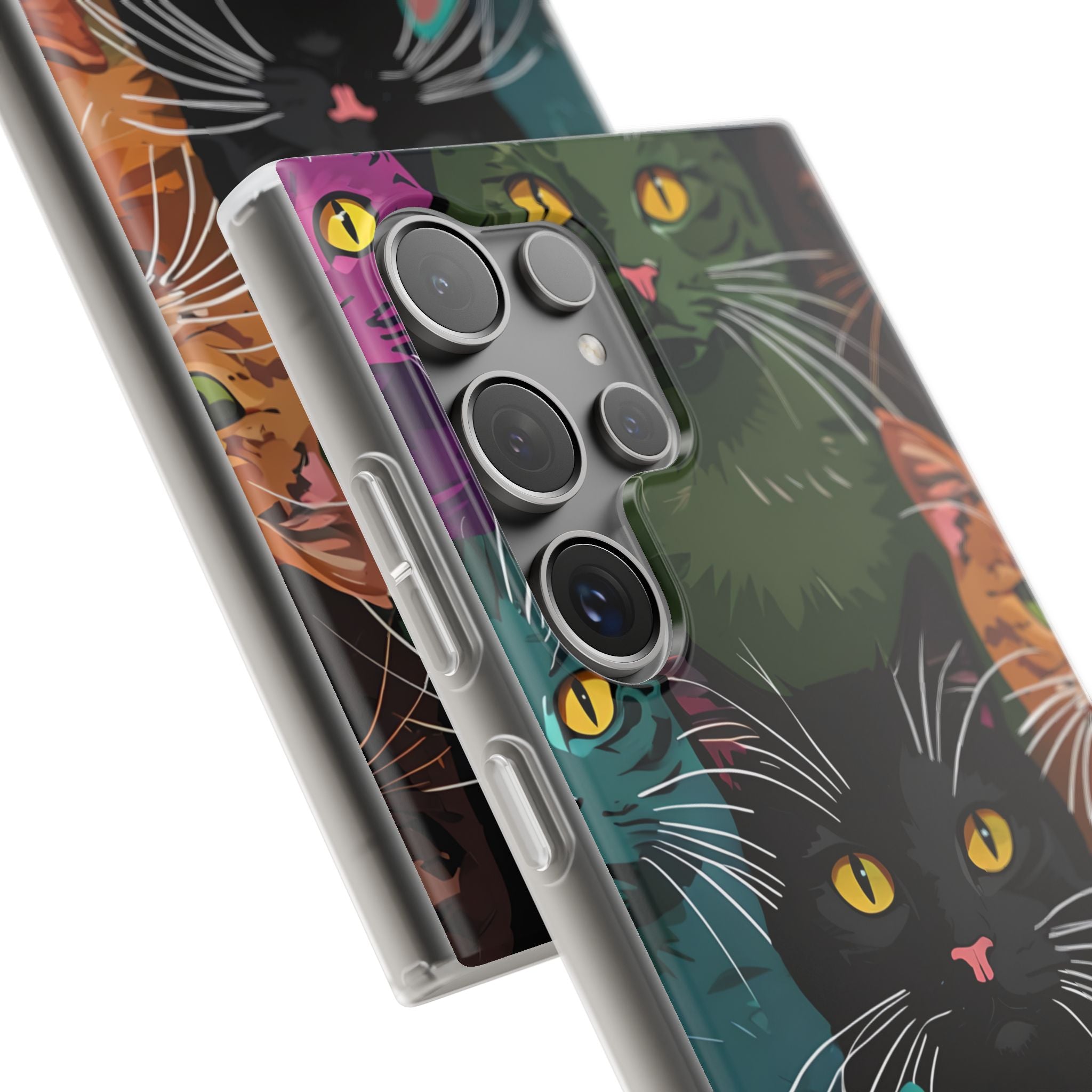 Teal Cat Grid Samsung S24 Ultra Case - Soft