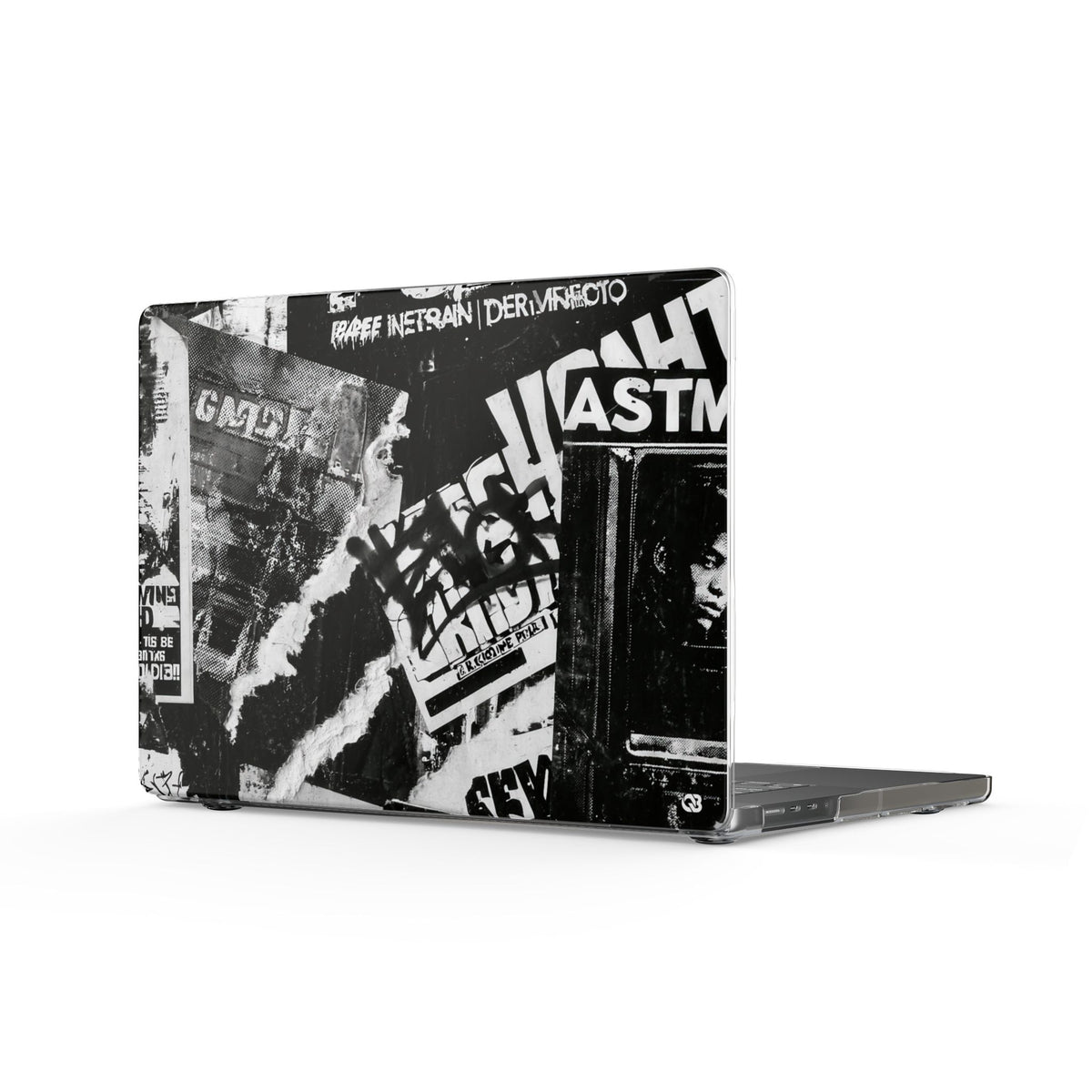 Underground Punk Collage · Clear Hard Case for MacBook · Black