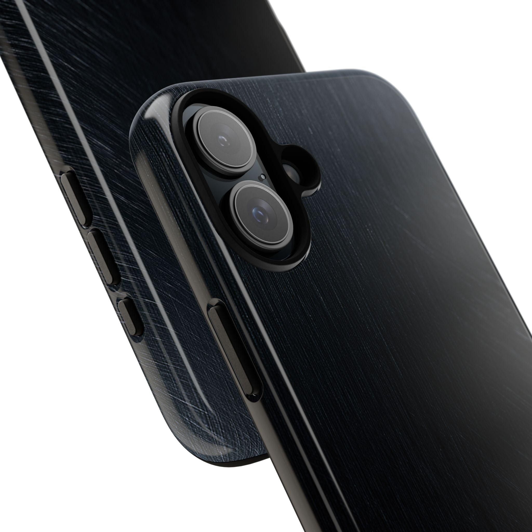 Black Tough Phone Case for iPhone - Midnight Brushed Grain