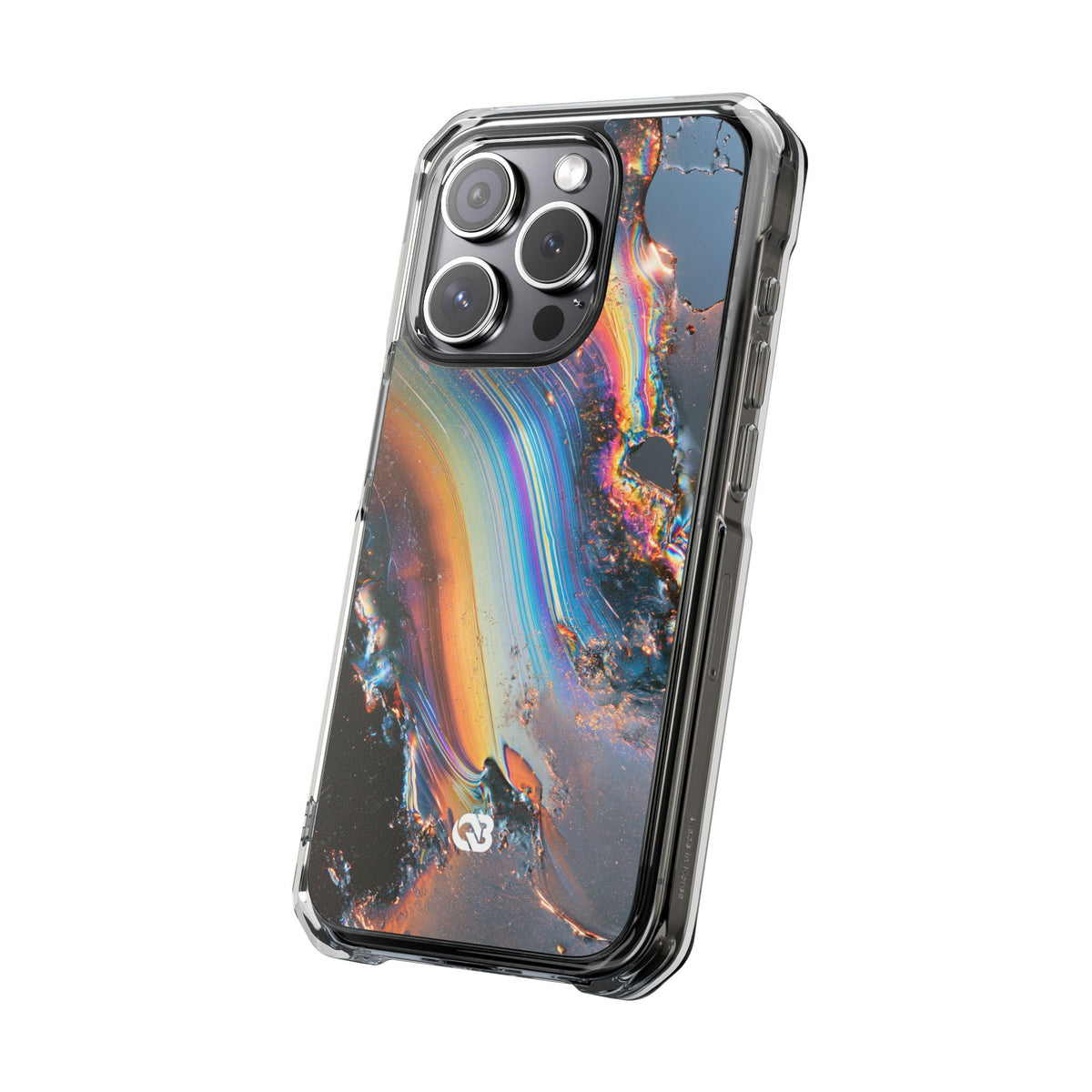 Prismatic Aura Flow · Clear Impact Magnetic Phone Case for iPhone · Blue