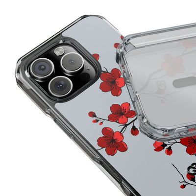 Grey Impact MagSafe Phone Case for iPhone - Crimson Blossom Onyx