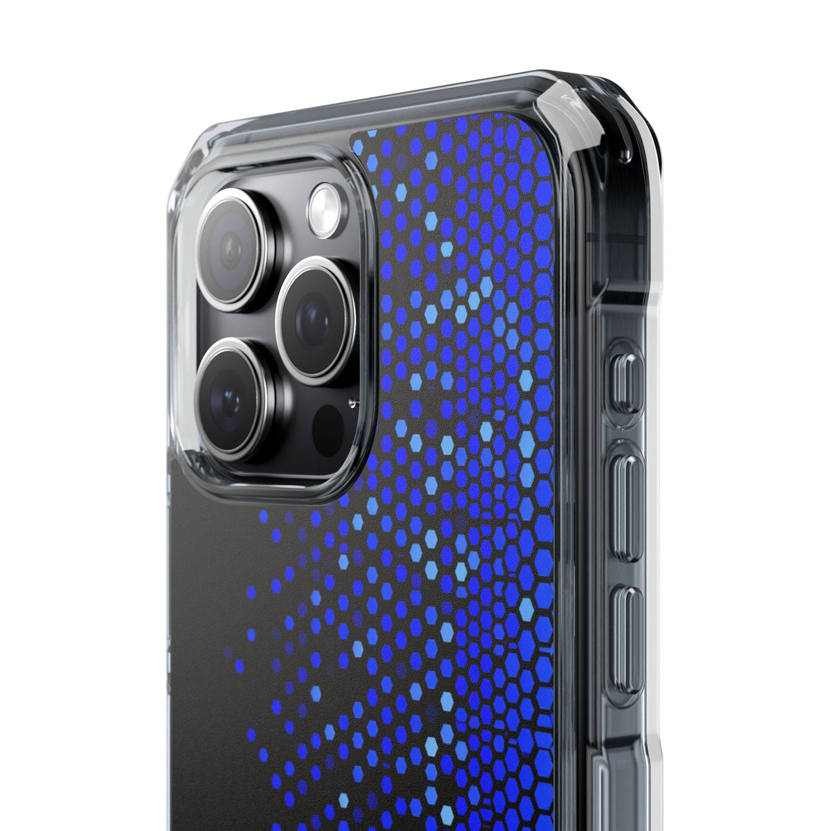 Cobalt Hex Dispersion · Clear Impact Magnetic Phone Case for iPhone · Blue