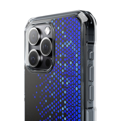 Cobalt Hex Dispersion · Clear Impact Magnetic Phone Case for iPhone · Blue