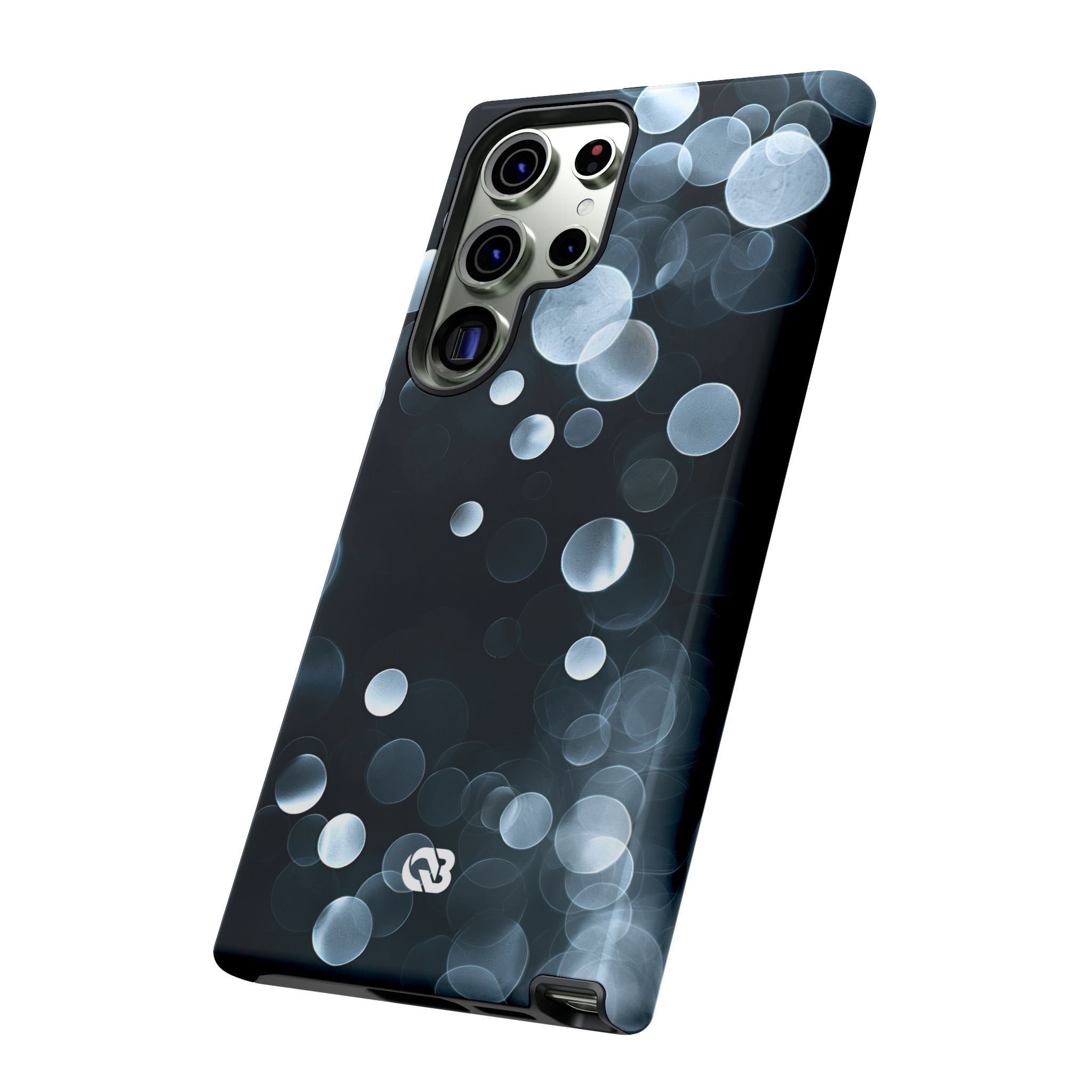 Black Tough Phone Case for Samsung - Silver Orbit Glow