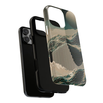 Green Tough Phone Case for iPhone - Lunar Moss Topography