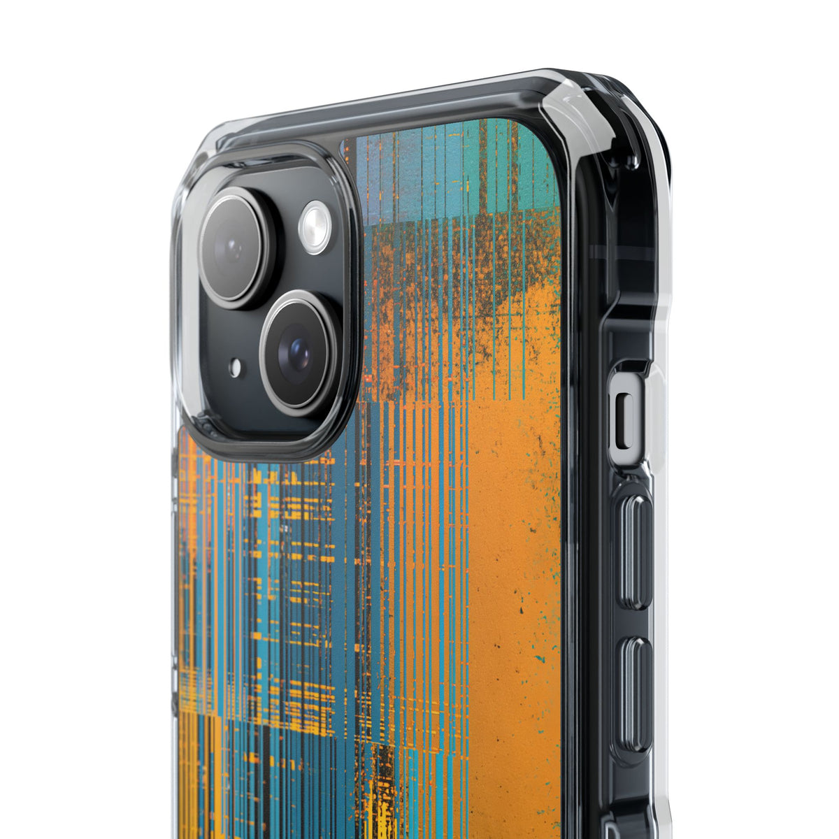 Cyber Glitch Stream · Clear Impact Magnetic Phone Case for iPhone · Teal