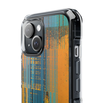 Cyber Glitch Stream · Clear Impact Magnetic Phone Case for iPhone · Teal
