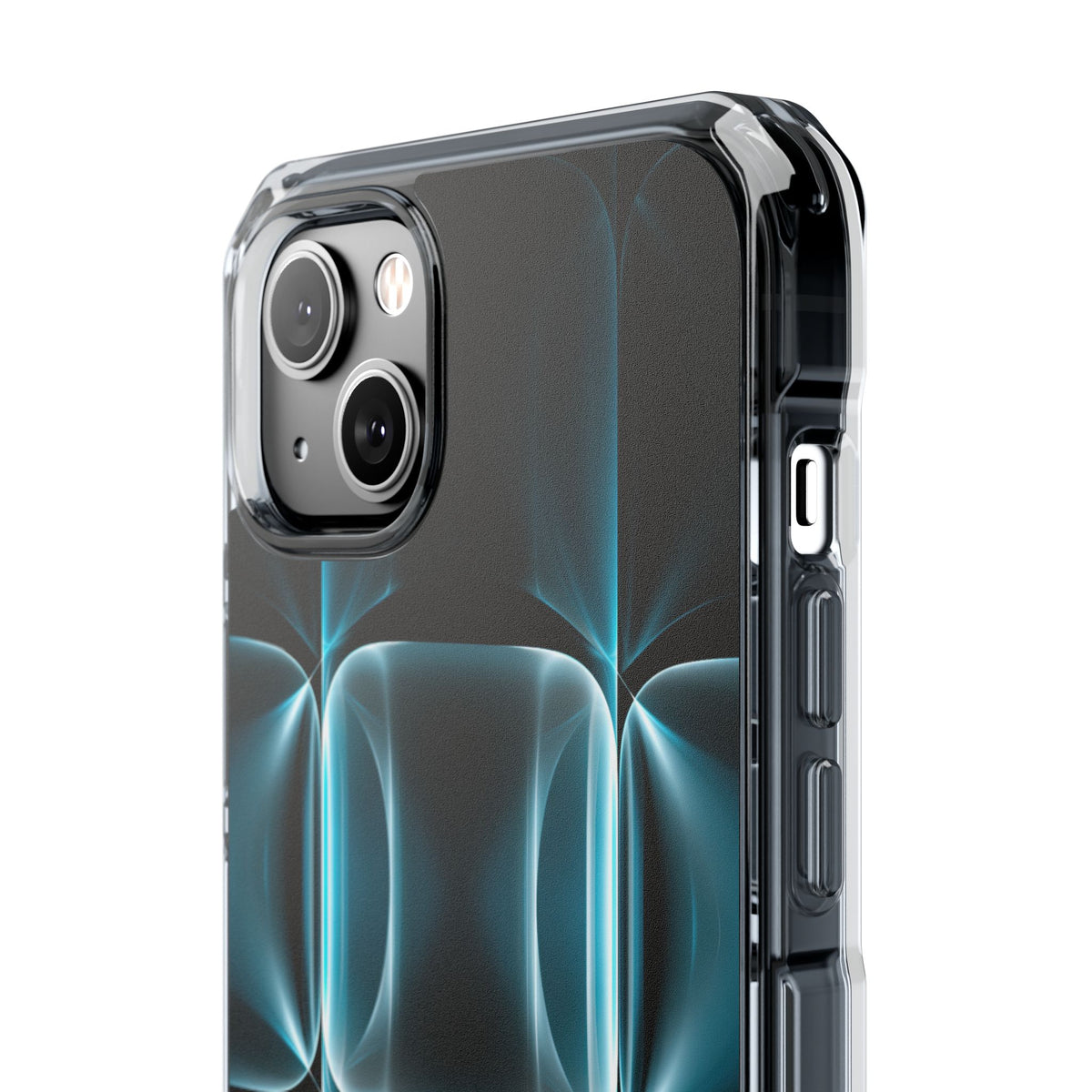 Translucent Cyber Grid · Clear Impact Magnetic Phone Case for iPhone ·  Teal