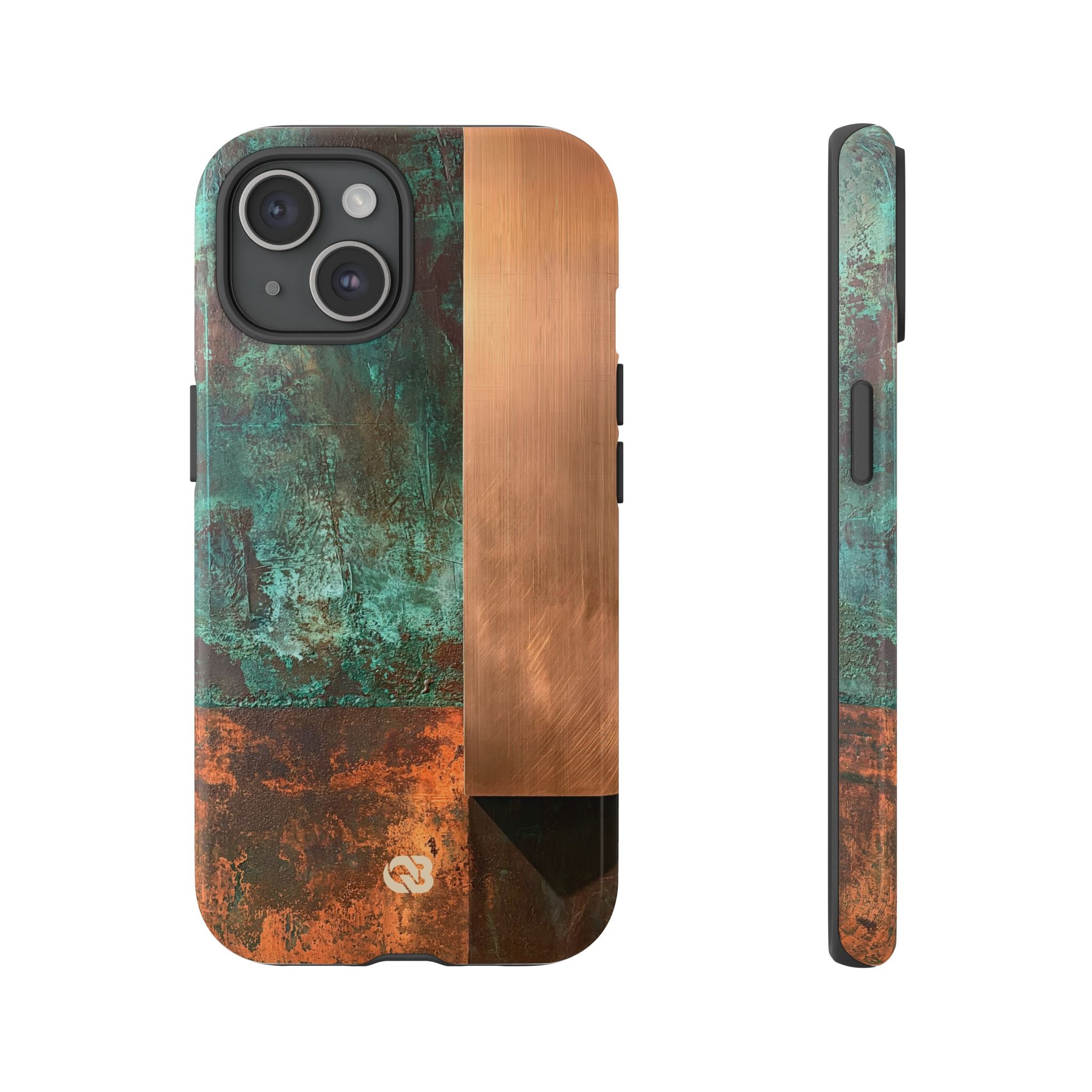 Teal Tough Phone Case for iPhone - Verdigris Copper Slab