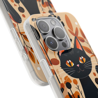 Sort Kat Glød iPhone 15 Pro Cover - Blød