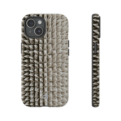 Beige Tough Phone Case for iPhone - Bone Spiked Grid