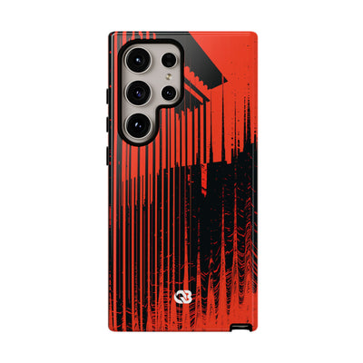 Red Tough Phone Case for Samsung - Crimson Brutalist Distortion