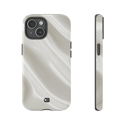 White Tough Phone Case for iPhone - Polished Ivory Wave