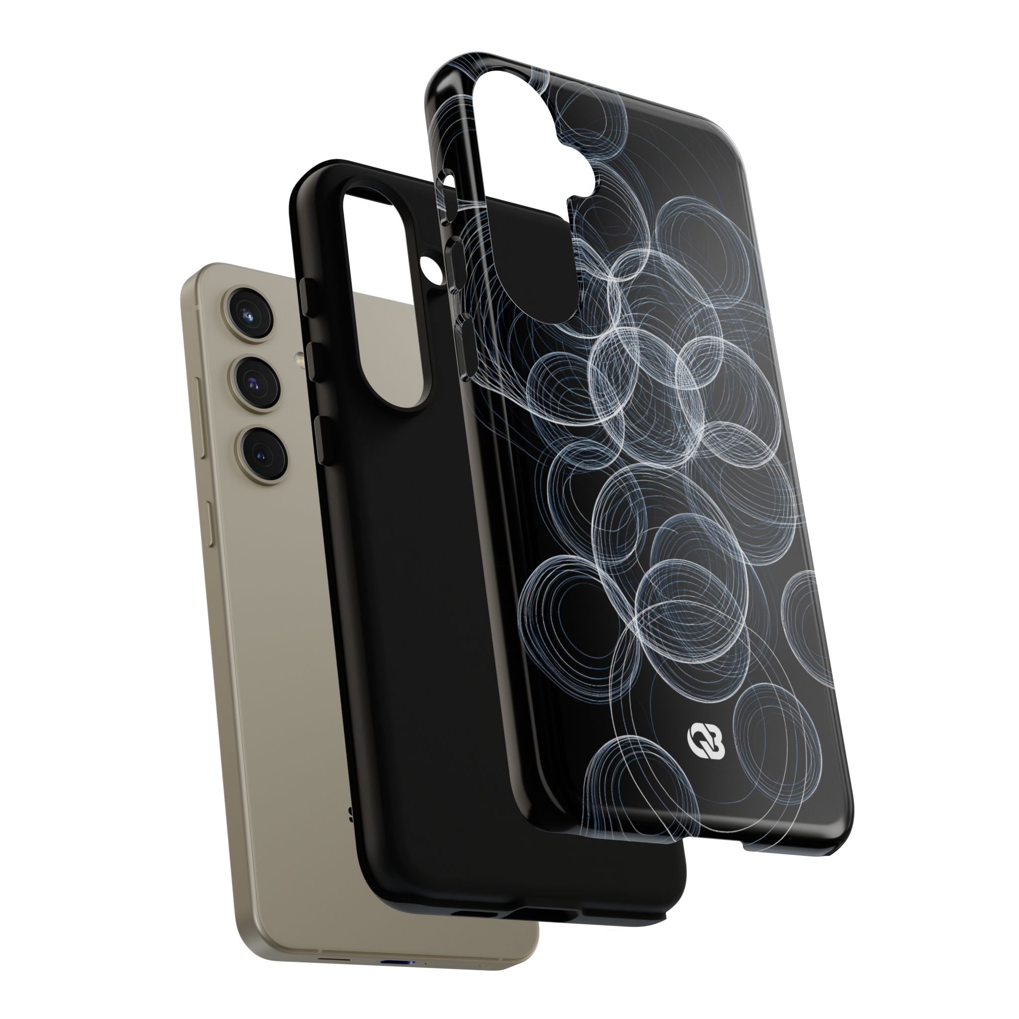 Black Tough Phone Case for Samsung - Frosted Ring Matrix