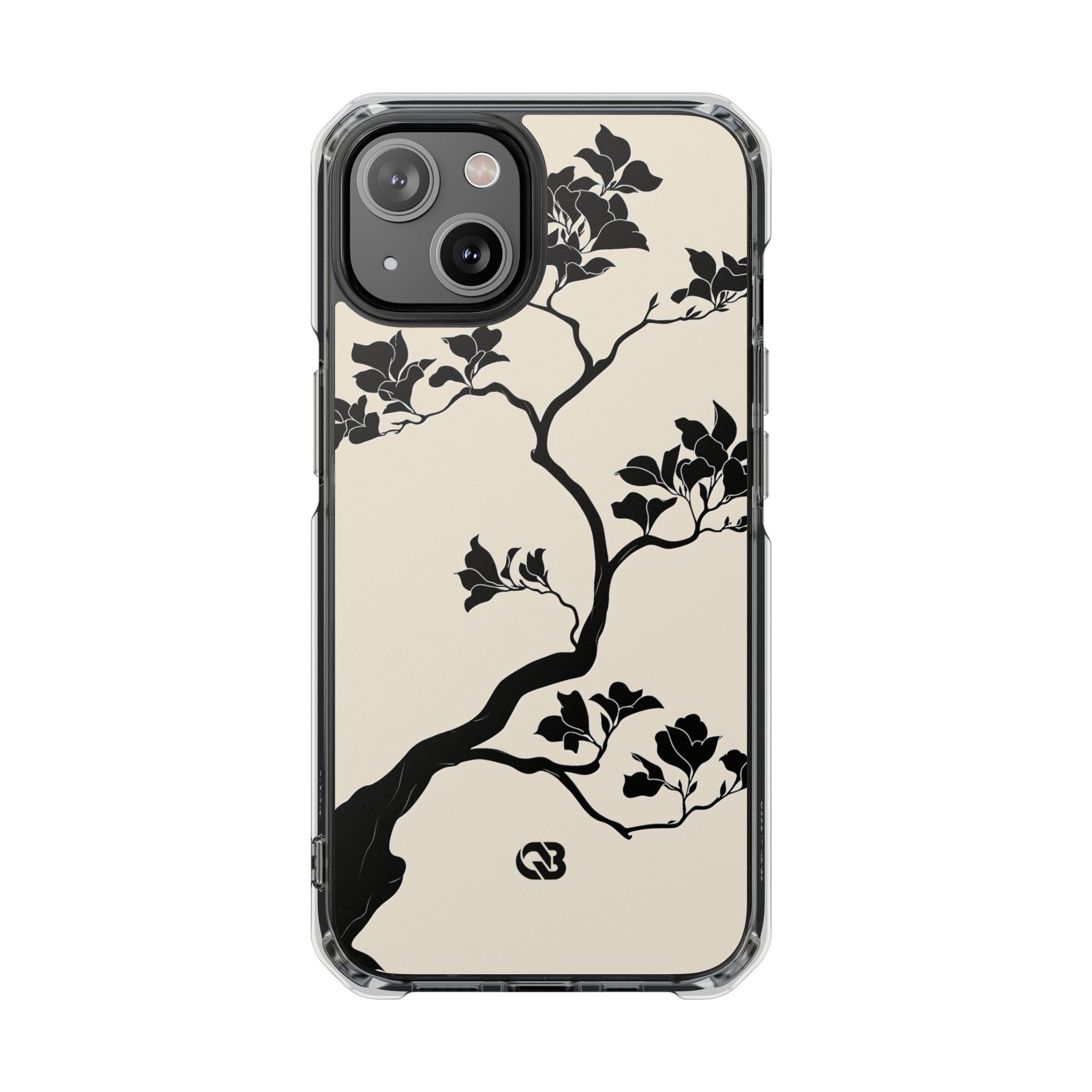 Beige Impact MagSafe Phone Case for iPhone - Obsidian Bonsai Silhouette
