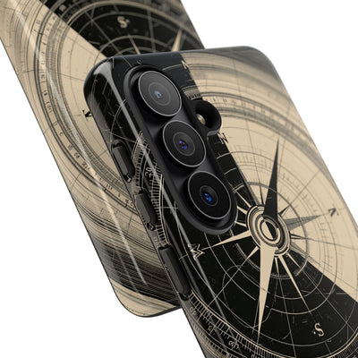 Beige Tough Phone Case for Samsung - Obsidian Nautical Blueprint