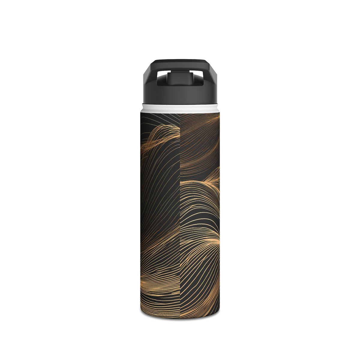 Golden Horizon Contours · Insulated Water Bottle · Black