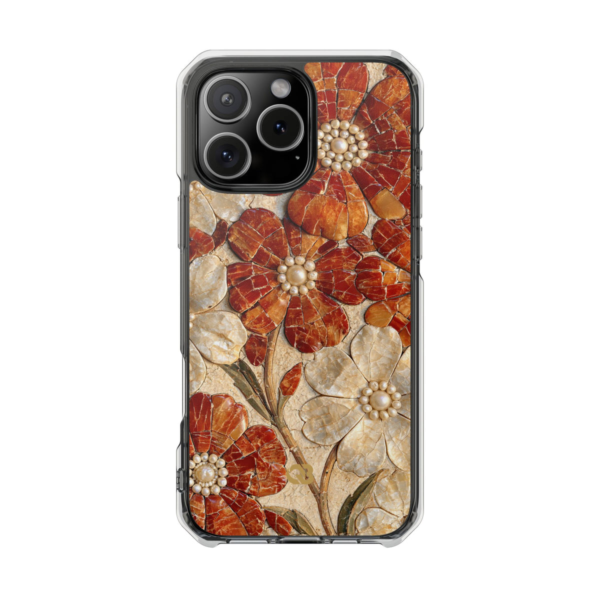 Carnelian Pearl Bloom · Clear Impact Magnetic Phone Case for iPhone · Orange