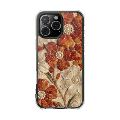 Carnelian Pearl Bloom · Clear Impact Magnetic Phone Case for iPhone · Orange