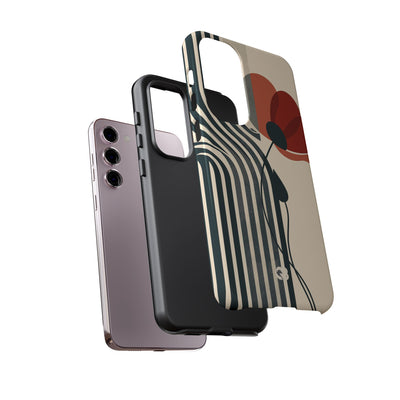 Beige Tough Phone Case for Samsung - Crimson Line Bloom
