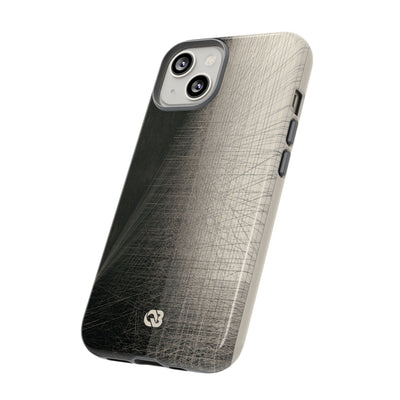 Beige Tough Phone Case for iPhone - Brutalist Graphite Grid
