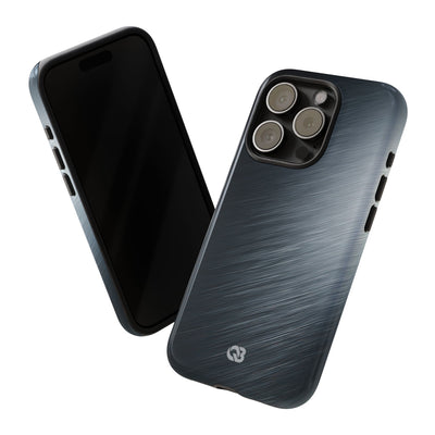 Grey Tough Phone Case for iPhone - Charcoal Brushed Steel