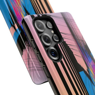 Blue Tough Phone Case for Samsung - Fractured Data Skyline