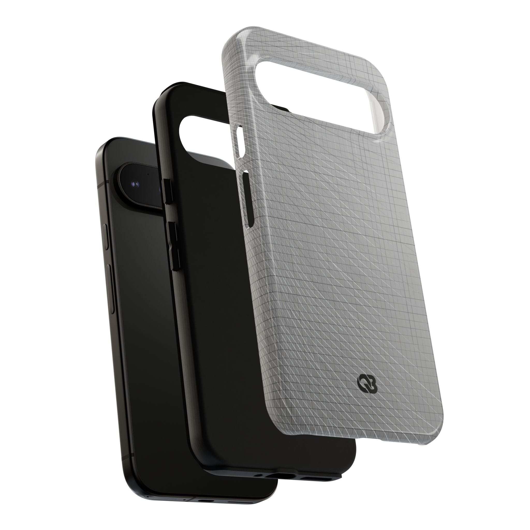 Grey Tough Phone Case for Google Pixel - Chrome Mesh Warp