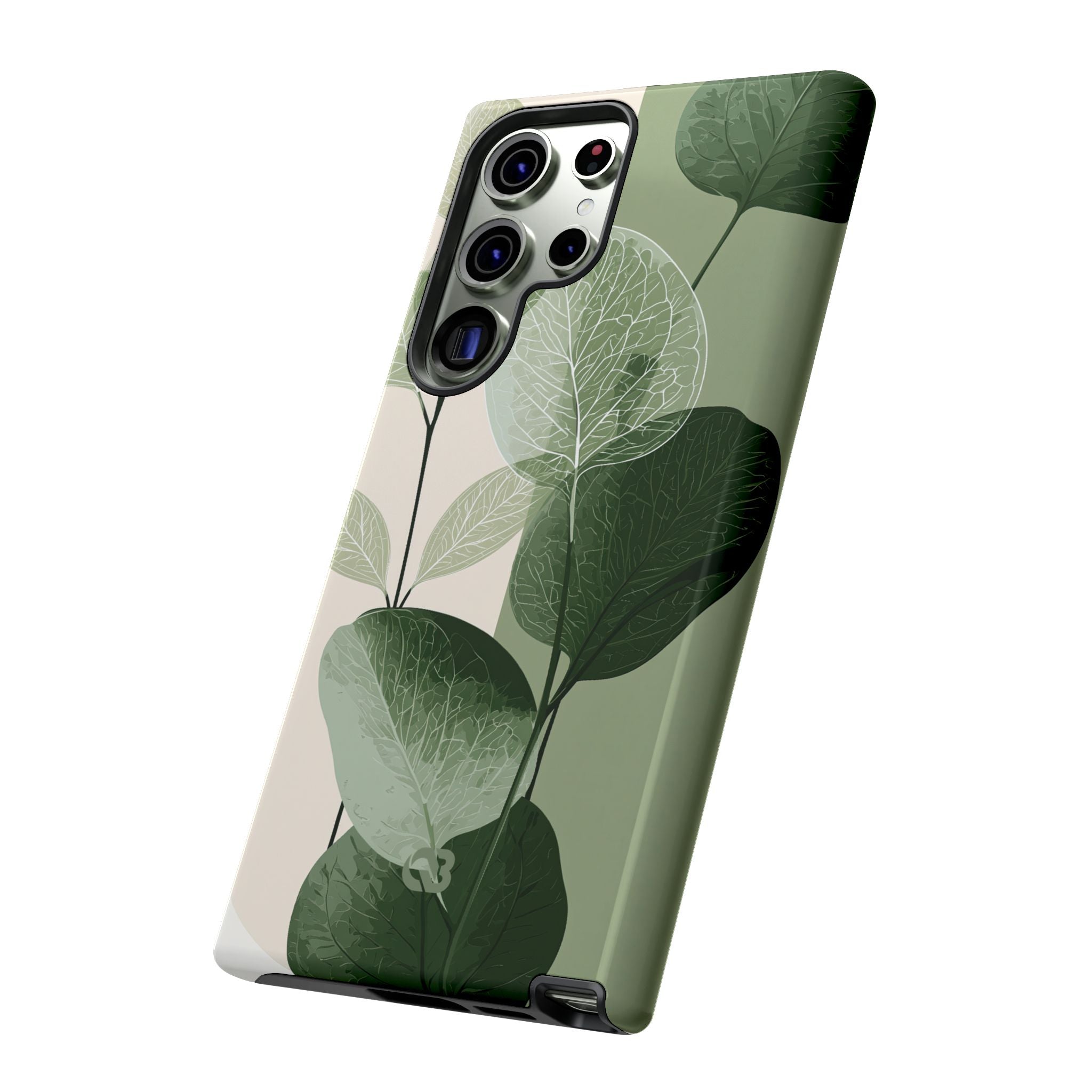 Green Tough Phone Case for Samsung - Sage Leaf Skeletals