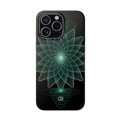 Green Lite Phone Case for iPhone - Cyan Signal Bloom
