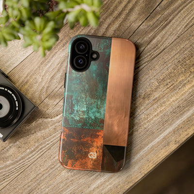 Teal Tough Phone Case for iPhone - Verdigris Copper Slab