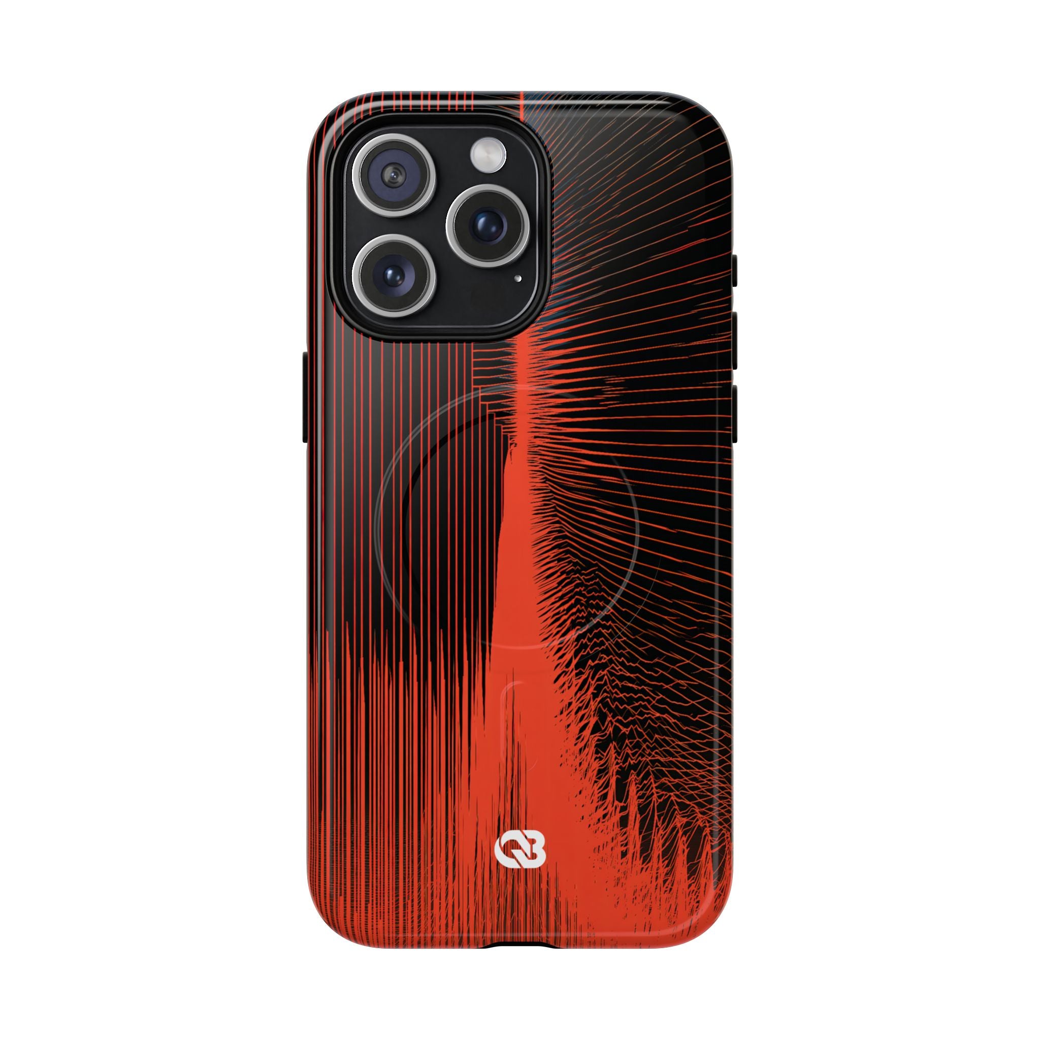 Red Tough 2.0 Magsafe Phone Case for iPhone - Crimson Frequency Pulse