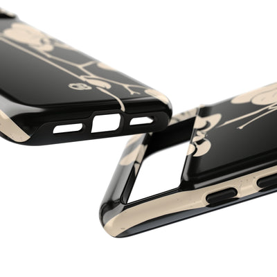 Black Tough Phone Case for Google Pixel - Obsidian Bone Orchid