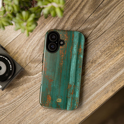 Teal Tough Phone Case for iPhone - Verdigris Copper Siding