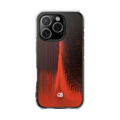 Red Impact MagSafe Phone Case for iPhone - Crimson Frequency Pulse