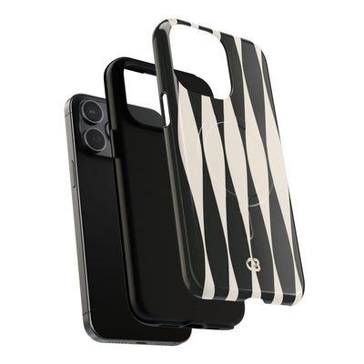 Black Tough 2.0 Magsafe Phone Case for iPhone - Ivory Spindle Grid