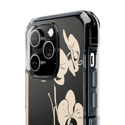 Black Impact MagSafe Phone Case for iPhone - Obsidian Bone Orchid