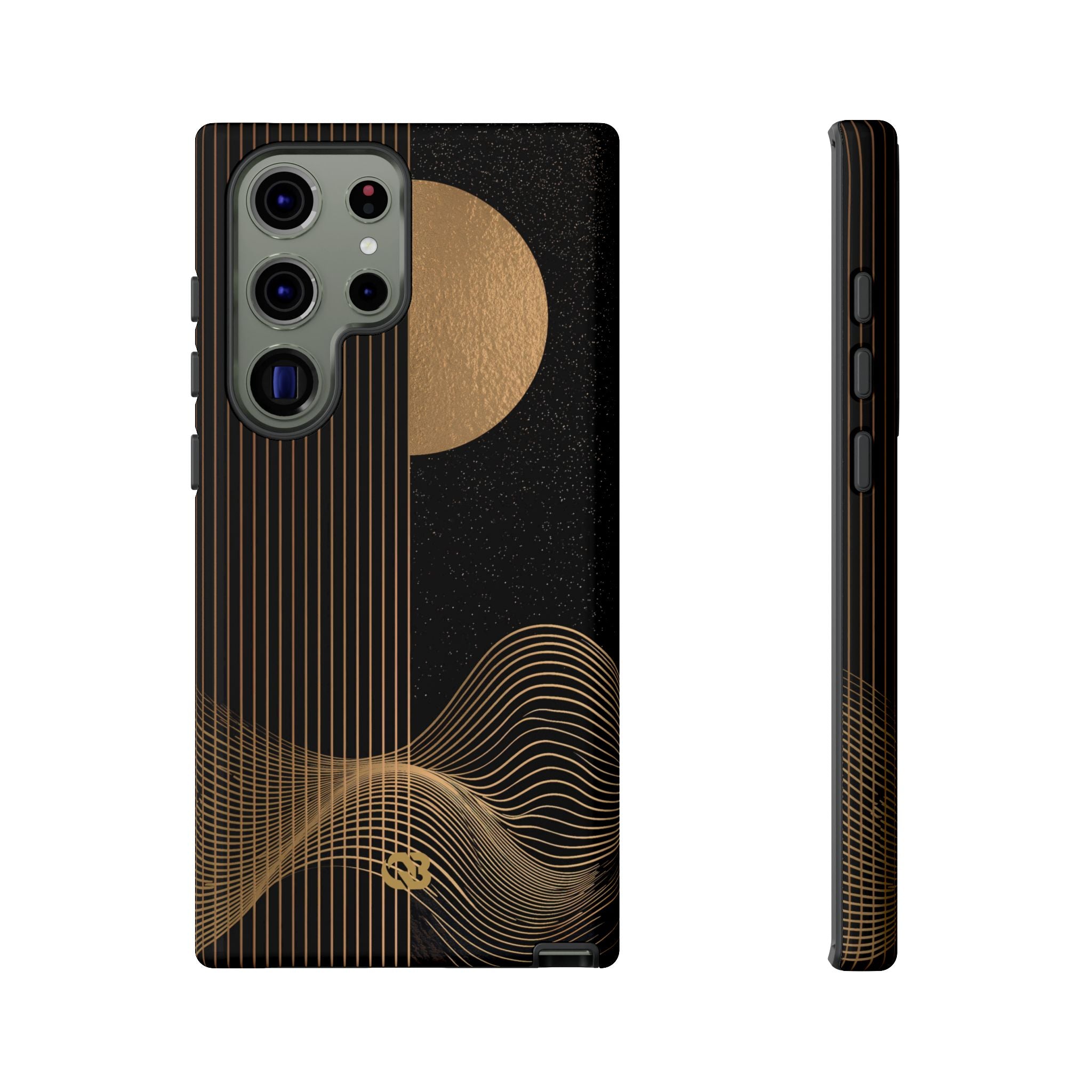 Gold Tough Phone Case for Samsung - Gilded Obsidian Dunes