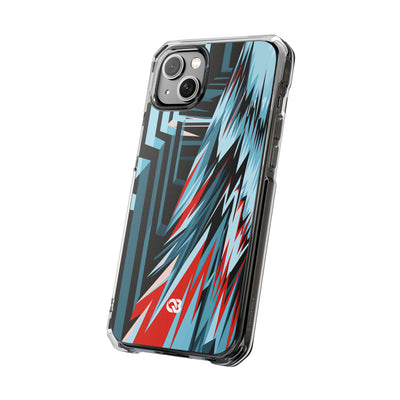 Blue Impact MagSafe Phone Case for iPhone - Glitch Peak Cyan