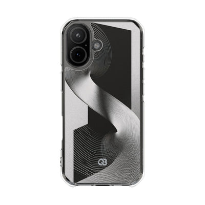 Grey Impact MagSafe Phone Case for iPhone - Obsidian Moiré Wave