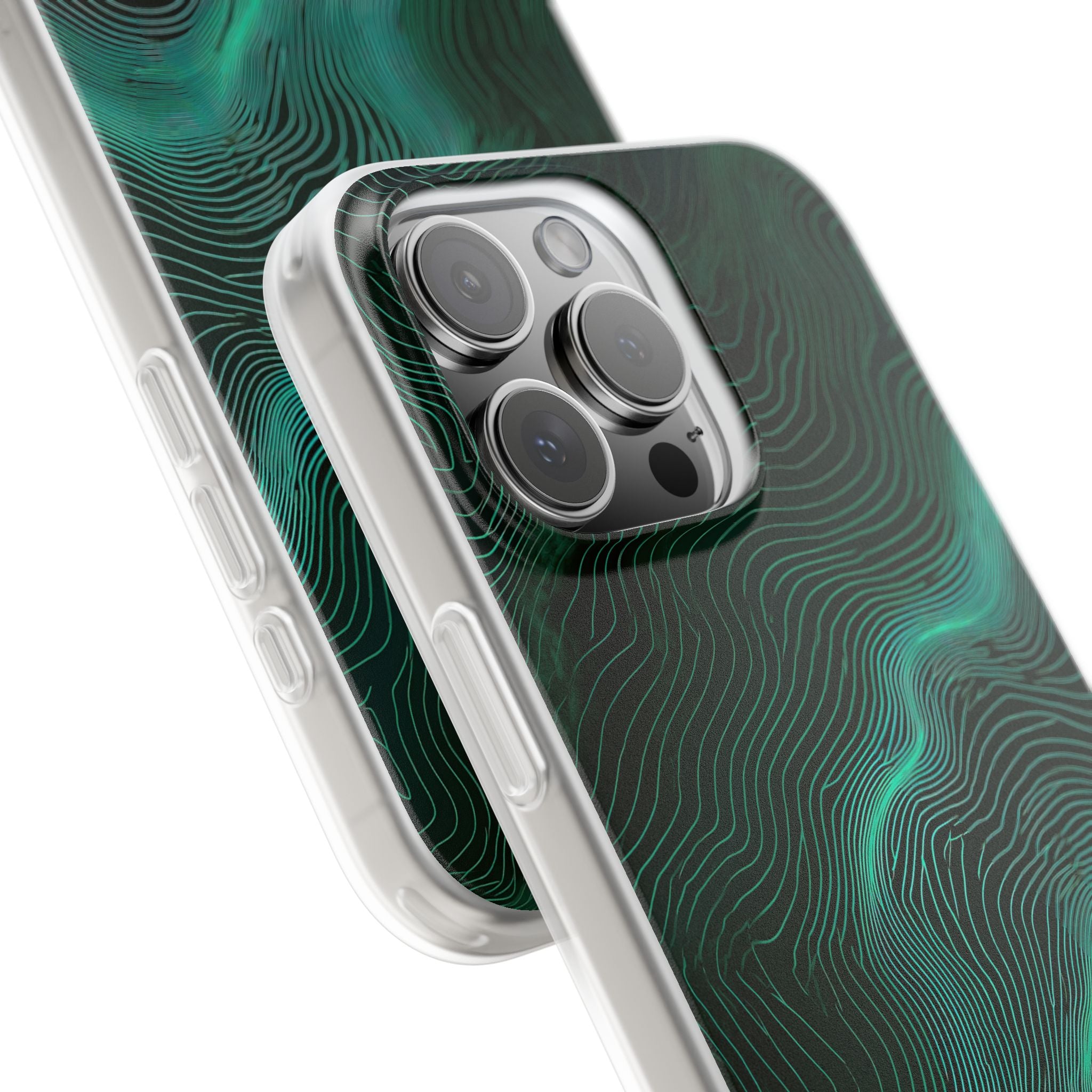 Teal Lite Phone Case for iPhone - Neon Jade Contour