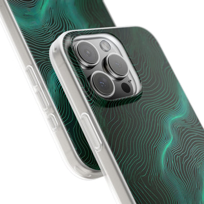 Teal Lite Phone Case for iPhone - Neon Jade Contour