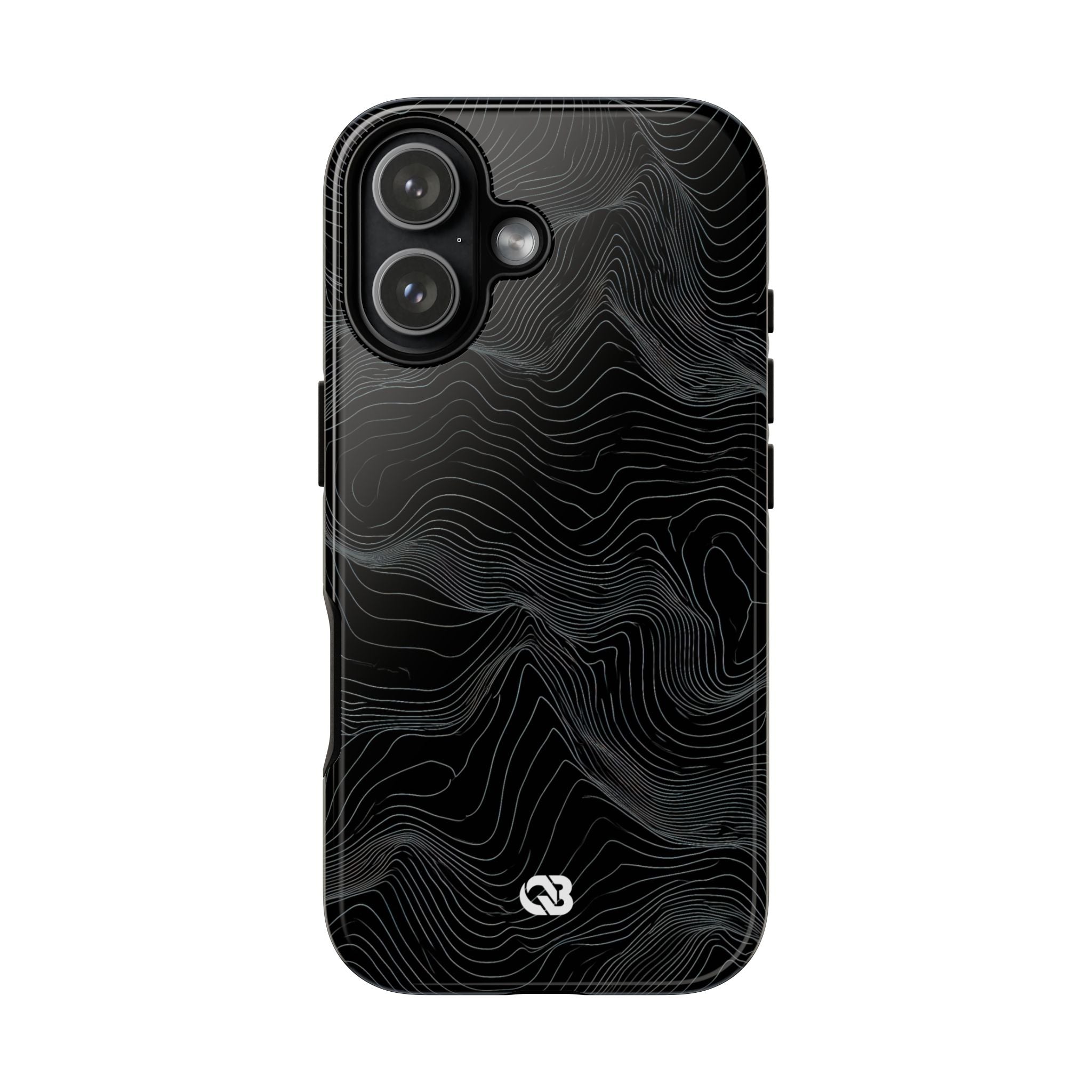 Black Tough Phone Case for iPhone - Obsidian Topo Wireframe