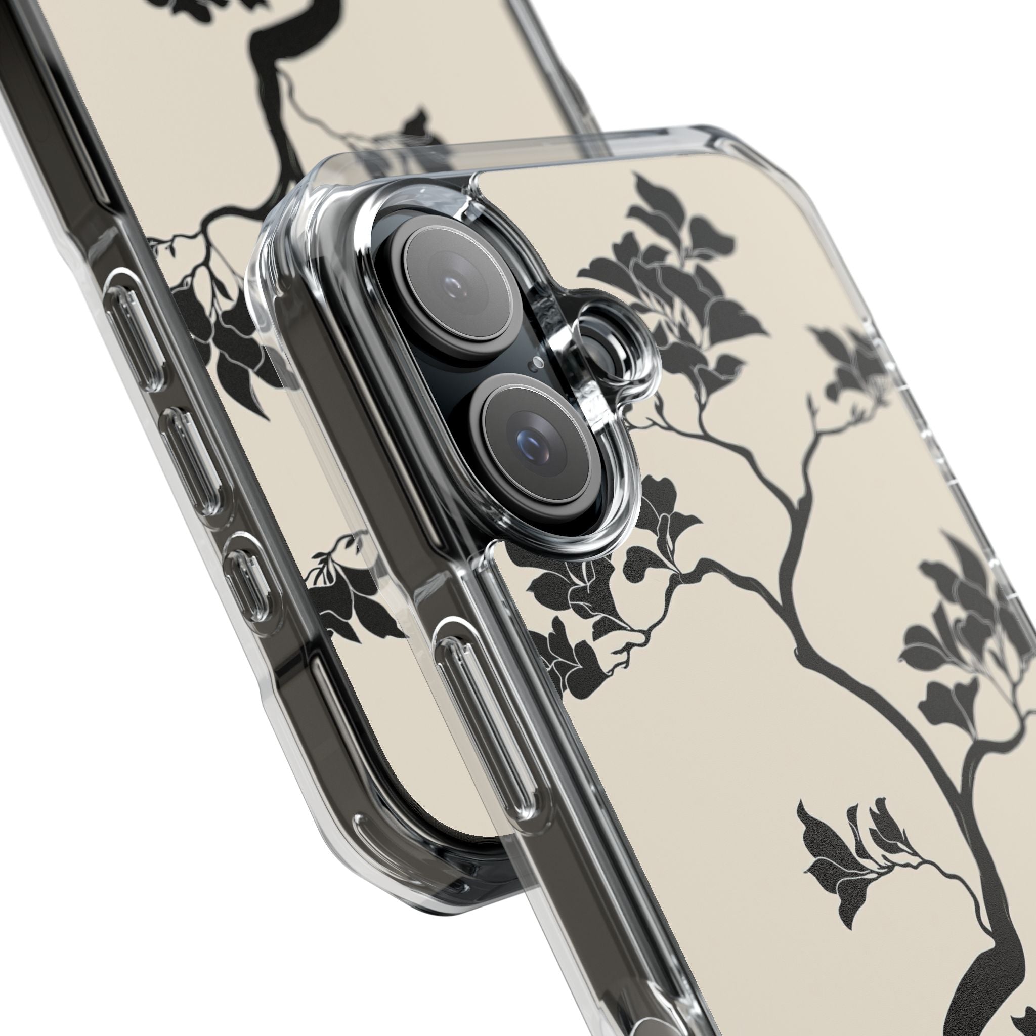 Beige Impact MagSafe Phone Case for iPhone - Obsidian Bonsai Silhouette